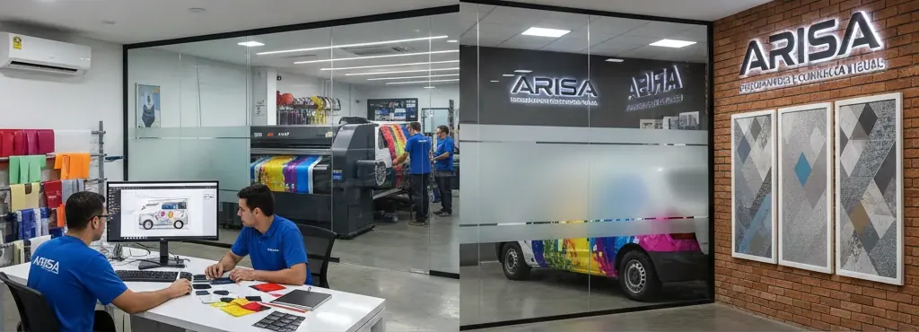 Estúdio da Arisa Envelopamento em Jundiaí com a equipe trabalhando